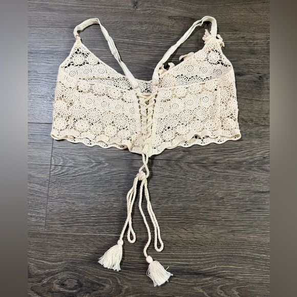 *NWOT* Free People Gypset Crochet Longline Bralette - Ivory - Picture 5 of 5